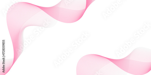 Flowing pink abstract waves with delicate gradient lines curve smoothly on a white background, creating a minimalist yet modern design with elegance, motion, and balance.