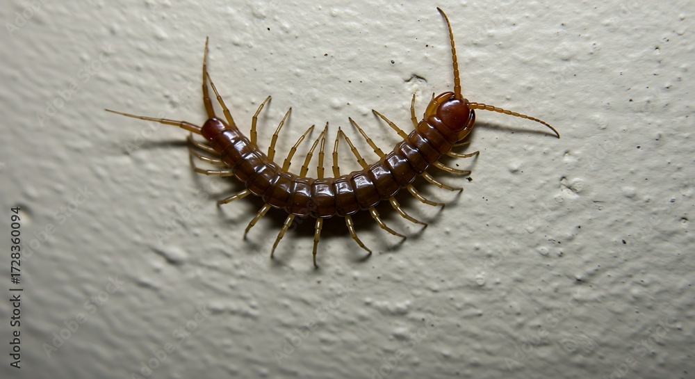 Obraz premium Centipede on white wall