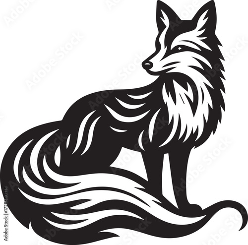 Fox in Black & White – Minimalist, Artistic, Wildlife Silhouette