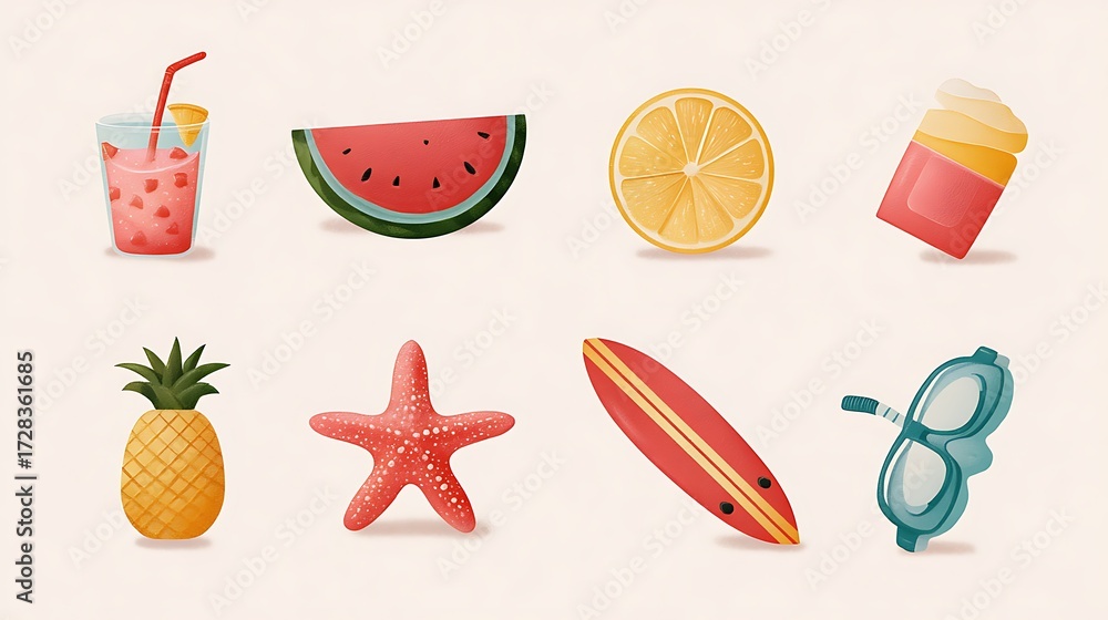 vector set of summer icons
