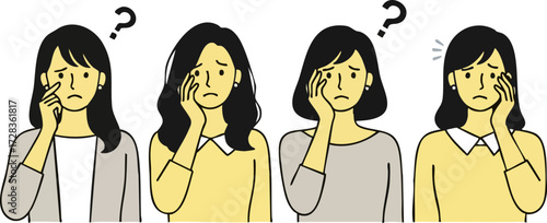 Four Women with Question Marks Expressing Confusion and Worry