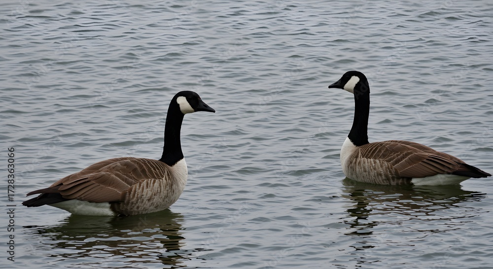 Obraz premium Two canada geese on water
