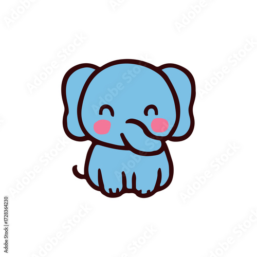 A cute cartoon elephant vector illustration shows a funny baby animal character design for children book design.