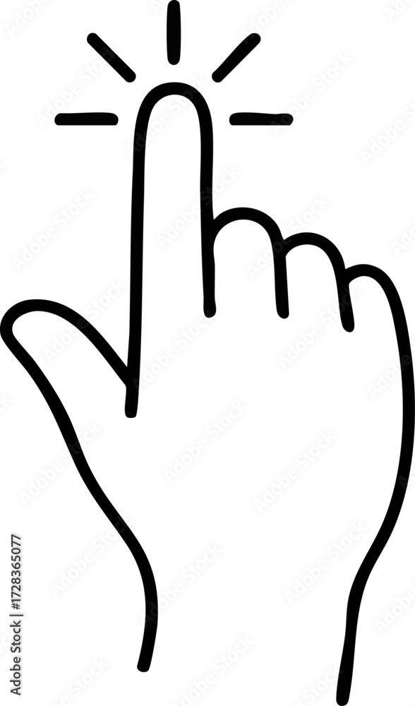 Obraz premium Simple Black and White Hand Pointing with Click Effect