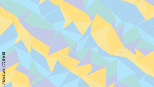 Abstract pastel polygon background in blue yellow and lilac tones