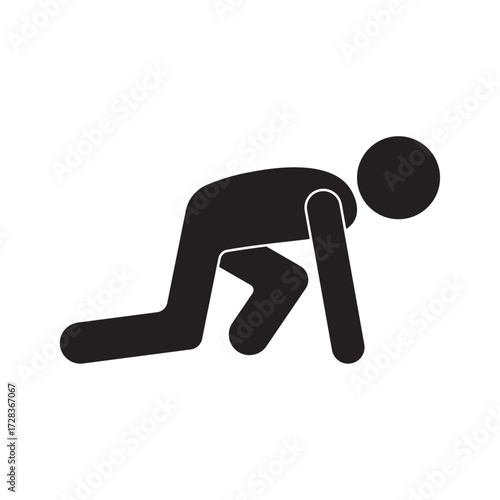 flat icon vector of a person getting ready to start running