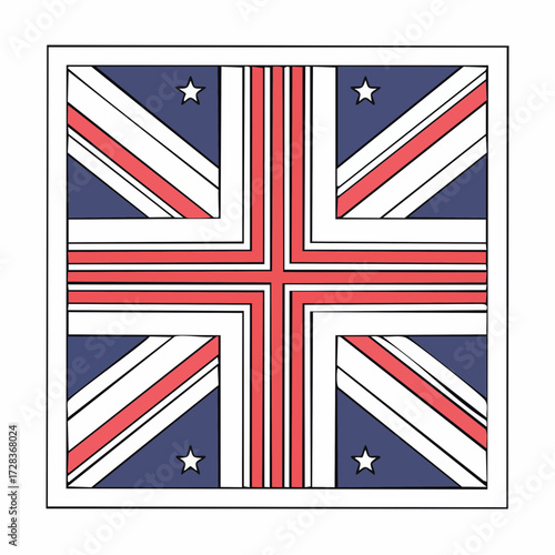 Union Jack Style Flag Vector with Stars, a Patriotic Graphic Element