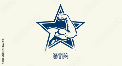 Unleash Your Inner Strength Fitness Gym with a Star Icon and a Strong Arm for Optimal Wellness
