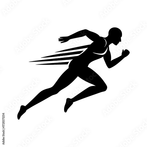 Runner in motion silhouette with speed effect