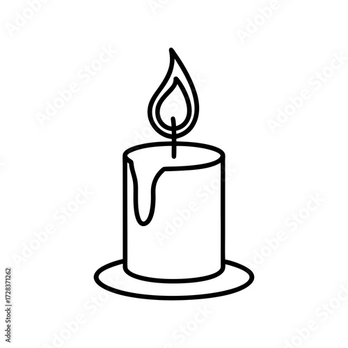 vector illustration of burning candle line art
