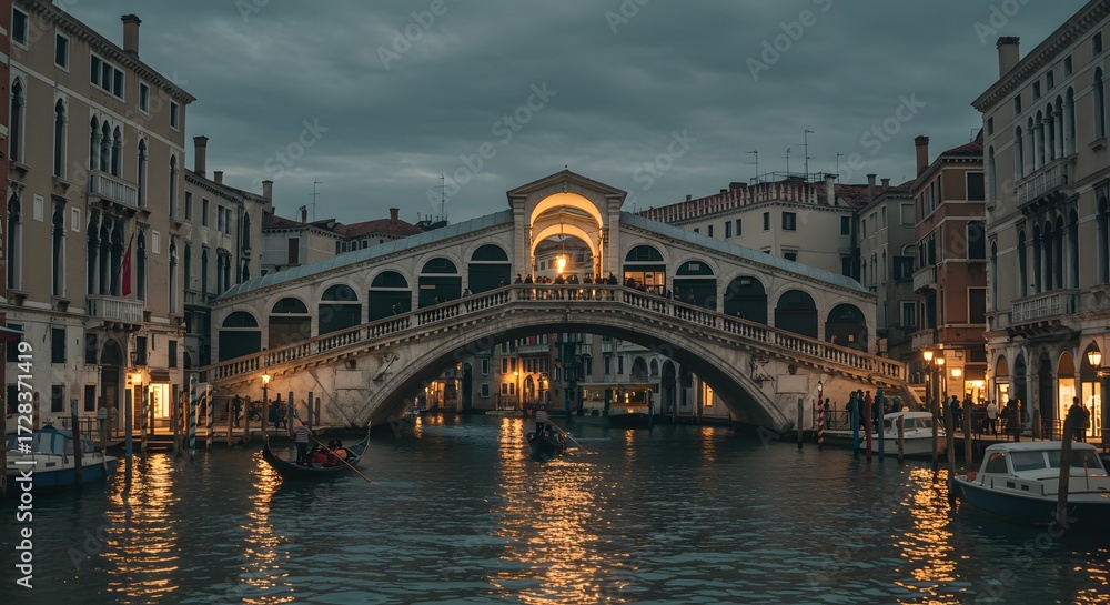 Naklejka premium Venice bridge at dusk