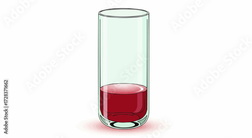 Red liquid in a clear glass test tube, scientific laboratory equipment, concept of medical research and analysis illustration, simple graphic illustration