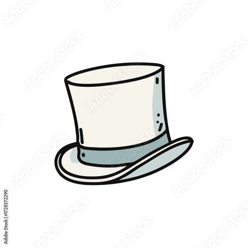 Cute Cartoon Style Detailed Top Hat Wizard Accessory Fashion Illustration