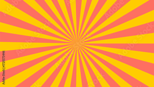 Bright abstract burst background in yellow and coral colors graphic art