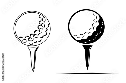 Golf Ball on Tee Icon — Sports, Golfing Equipment, Outdoor Recreation, Athlete Symbol