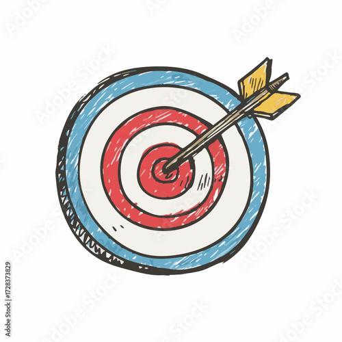 Handdrawn Sketchy Arrow Dartboard Target Business Goal Achievement Element