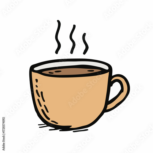 Handdrawn Simple Coffee Mug With Steam Illustration Drink Element