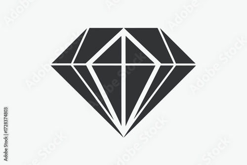 Simple Diamond Icon with Geometric Facets on a Light Gray Background