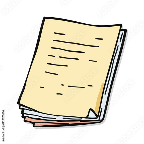 Handdrawn Stacked Loose Leaf Paper Page Stationery Office Document