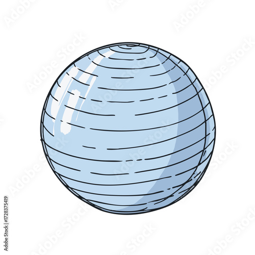 Simple Cartoon Style Gym Ball Isolated Exercise Equipment Illustration