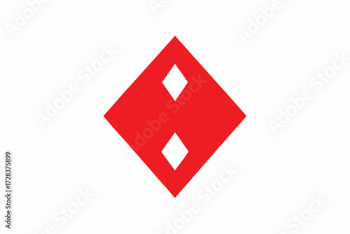 Red Diamond Playing Card Suit Icon on White Background Simple Design