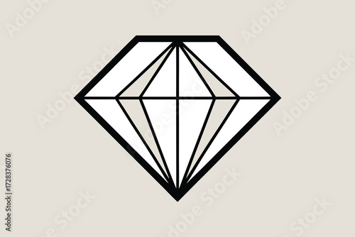 Simple Diamond Icon with Black Outline and White Fill on Beige Background