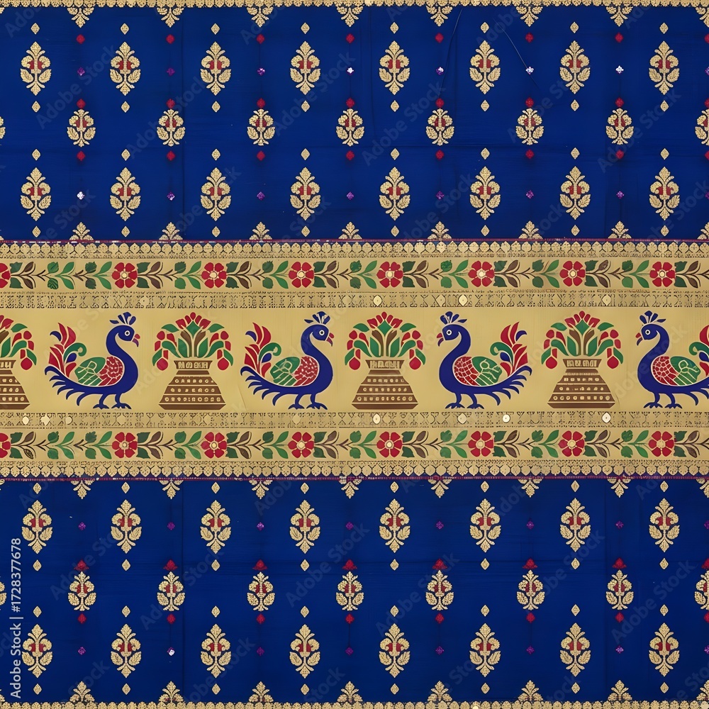 Indian Sari Textile Seamless Pattern