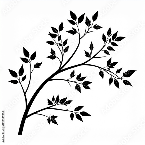Tree Branch with Leaves Illustration