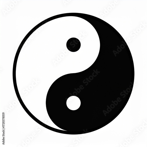 Vector Yin Yang Symbol with Clean Balanced Lines on White Background