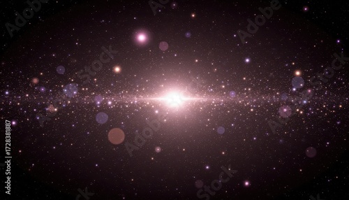 Shining star in the cosmic abyss, a celestial spectacle of light and darkness bright