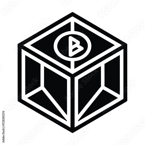 Bitcoin Cube Design Icon