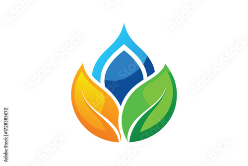 Water drop and leaves logo design leaf green