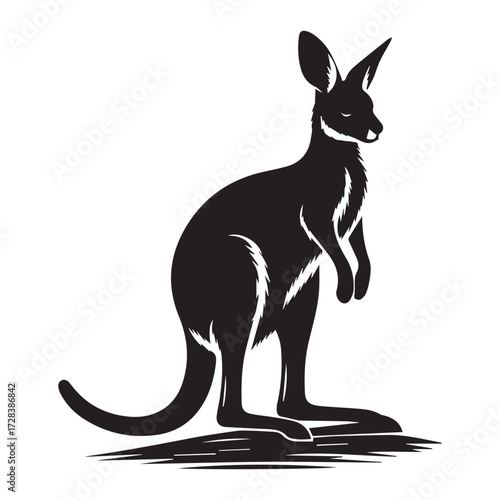 Wallaby silhouette vector with white background