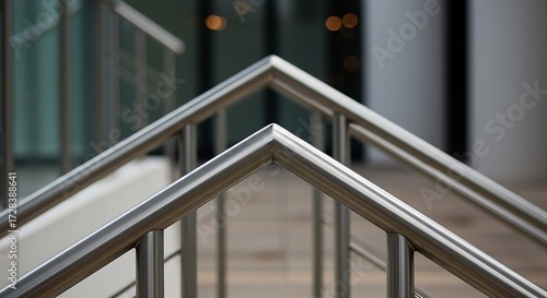Modern metal staircase handrail detail