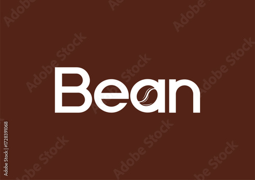 Minimalist Wordmark Bean Logo with Coffee Bean Icon for Cafe or Roastery