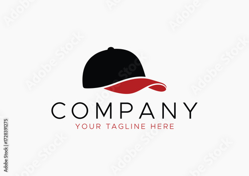 Modern Black and Red Baseball Cap Hat Apparel Logo Design