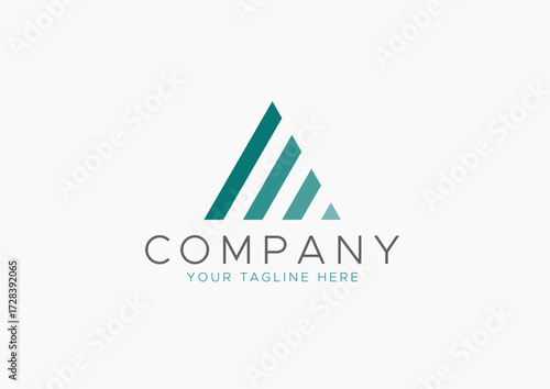 Minimalist Abstract Triangle Logo Design formed by Ascending Teal Lines, Representing Growth, Finance