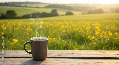 Morning coffee countryside view