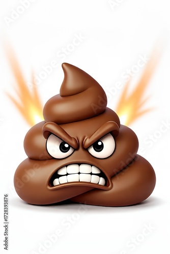** Angry Poop Emoji with Flames