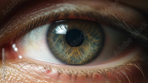 Captivating close-up reveals intricate details of a human eye's iris, symbolizing vision, perception, and insight.
