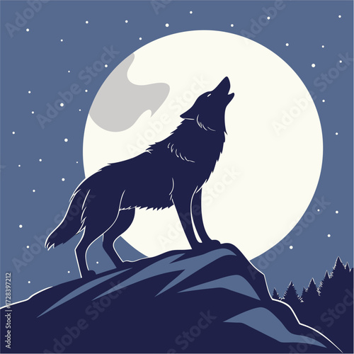 wolf howling at the moon