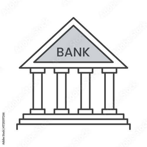 Bank Building Icon Simple Outline Representation of Banking Institution & Financial Services