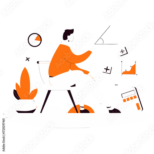 Design mathematics education student learning math online course math symbols calculator graph pie chart study angle verctor art illustration png