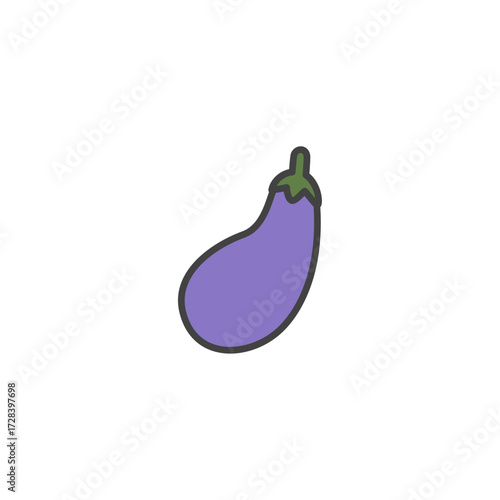 Isolated Eggplant Icon Minimalist Line Art of a Vegetable