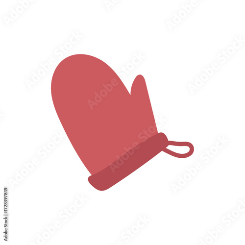 Illustrative flat design of a red cooking glove, perfect for kitchen safety and handling hot items