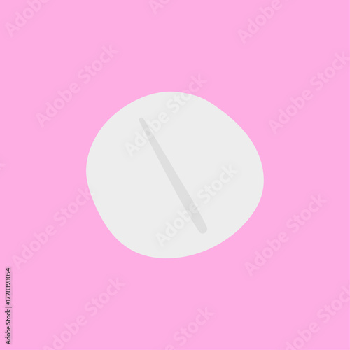 Single white round pill with a score mark against a vibrant pink background, symbolizing health and medicine