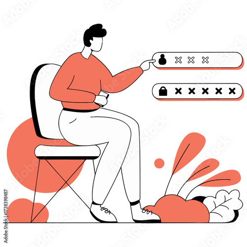 Design login authentication security password access account username protection data privacy user interface design verctor art illustration png