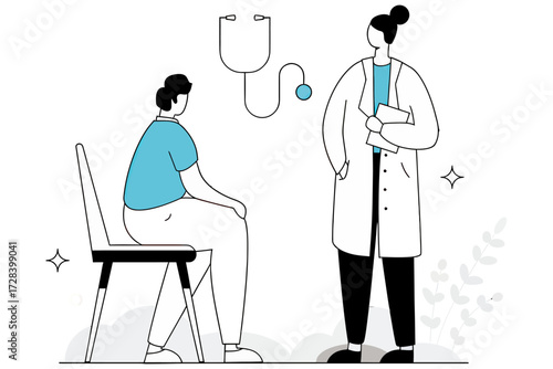 Design doctor consultation medical advice patient care health checkup physician visit healthcare professional treatment plan verctor art illustration png