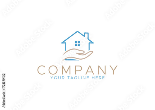 Minimalist Line Art House on Hand Logo, Simple Icon for Real Estate, or Community Service Brand Vector