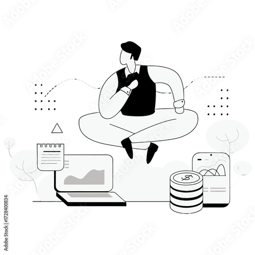 Design financial freedom business growth online income passive income investing stock market digital nomad lifestyle verctor art illustration png